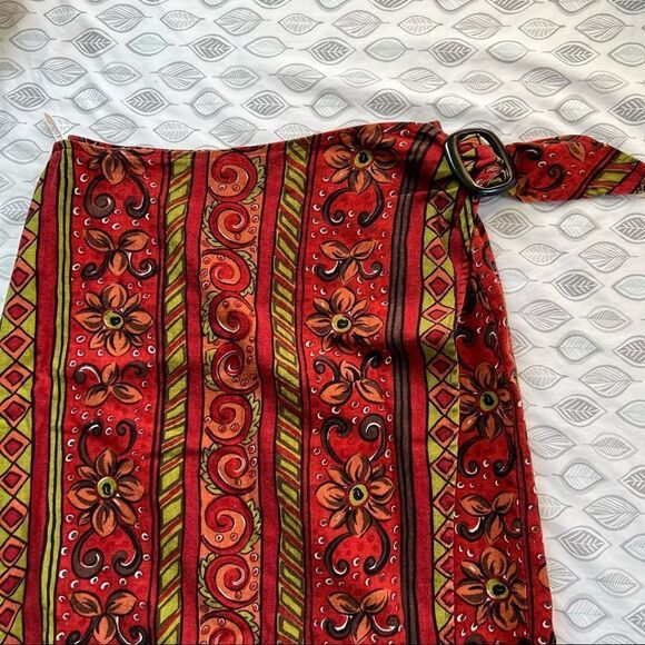 VINTAGE Express Compagnie Internationale Linen Blend Wrap Skirt Size 7/8 - Picture 3 of 10